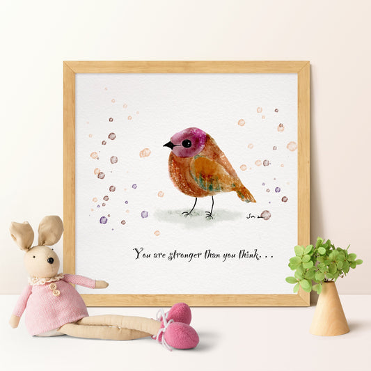 Physical Bird Art Prints Set of 6 | Hand-Drawn Nursery Empowering Wall Art Gift