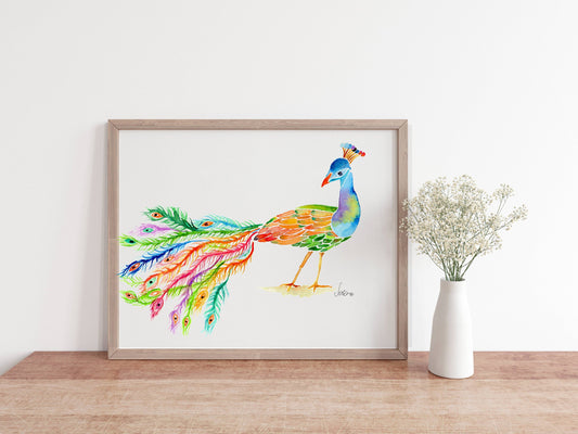 Majestic Peacock | Loose Watercolor Art Print | Handmade Art