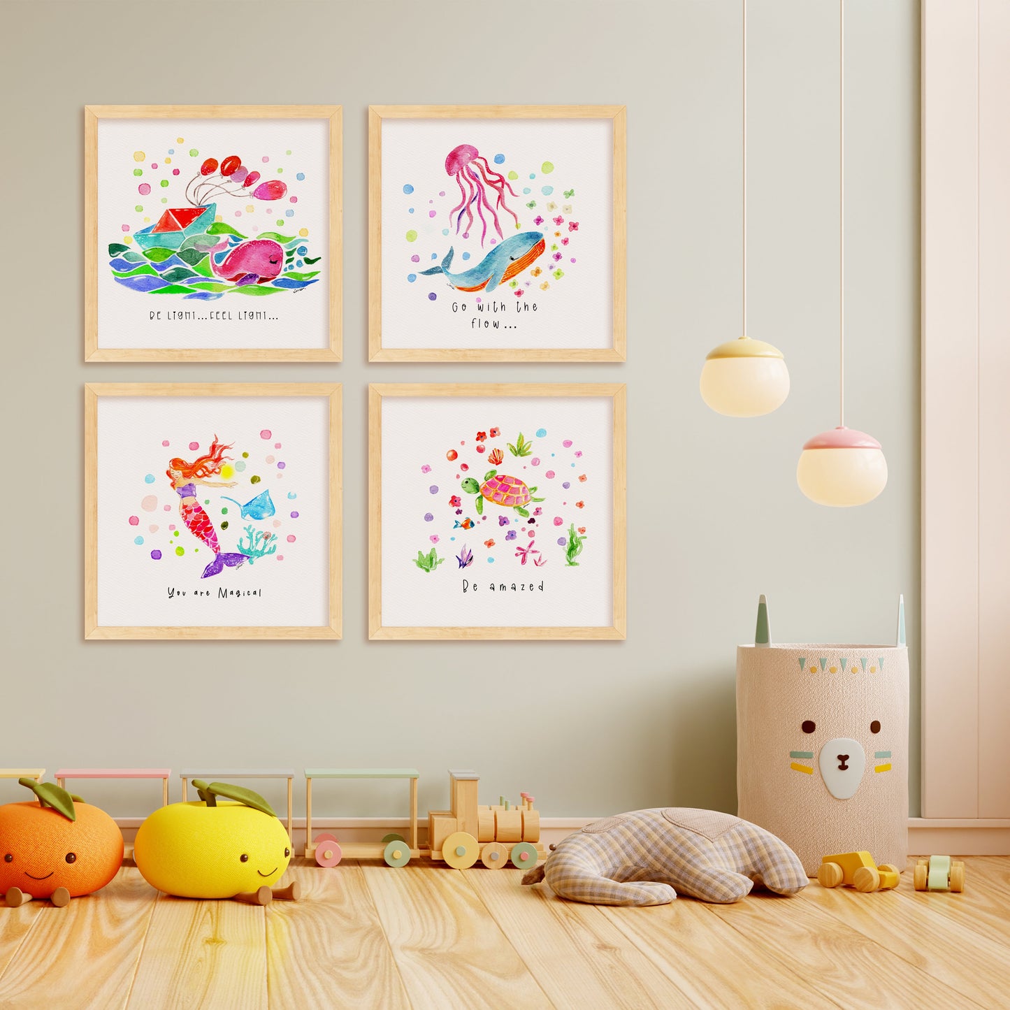 Mermaid Watercolor Art Print | "You are Magical" Quote | Nautical Nursery Decor