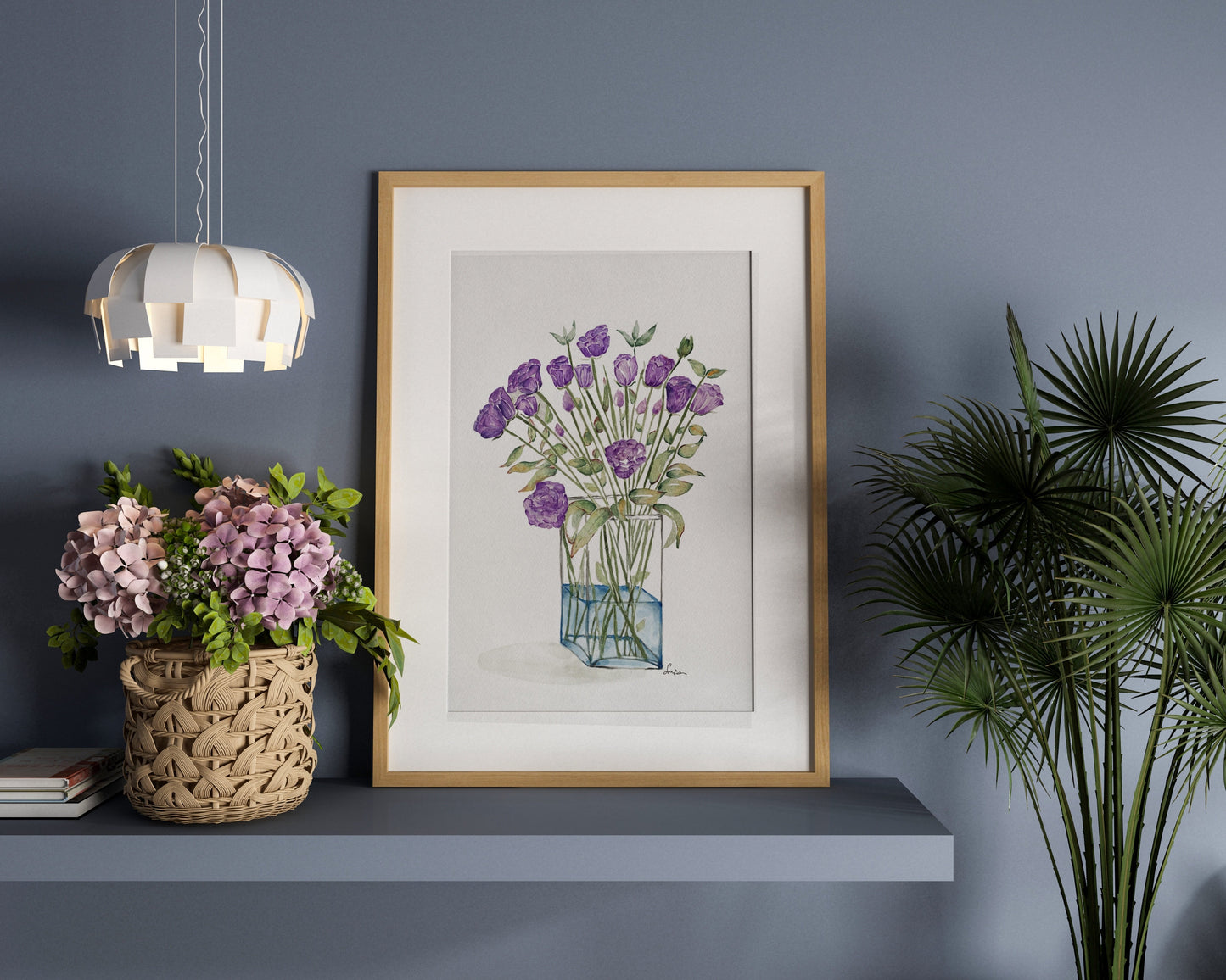 Purple Lisianthus Watercolor Painting: Original Floral Bouquet Art Print