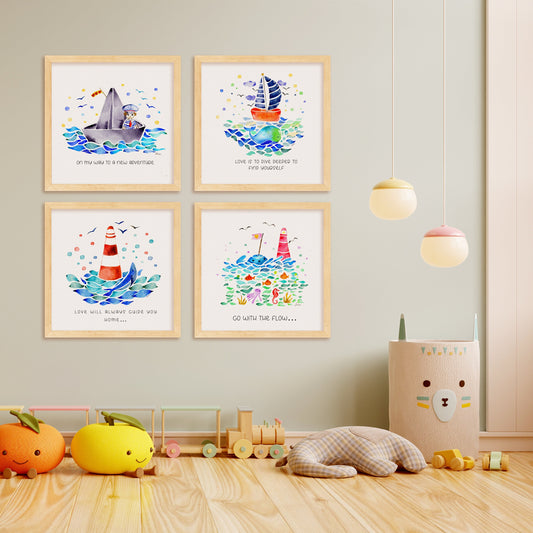 Lighthouse Whale Art Print | Nautical Decor for Boy's Nursery| Watercolor Gift