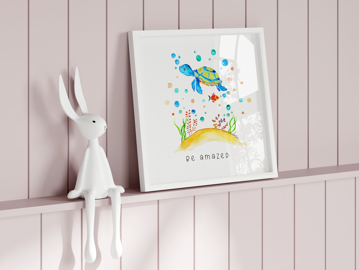 Sea Turtle Nursery Art | Nautical Watercolor Print | Boy's Room Decor