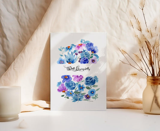 Deep Blue Floral Watercolor Notecard | Handmade Botanical Card | Indigo Flower