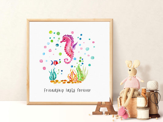 Watercolor Seahorse Print | Marine Life Wall Decor Kids | Baby Shower Gift