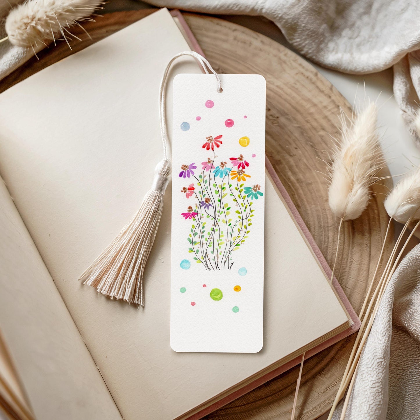 Set of 3 Watercolor Floral Bookmarks | Botanical Art | Hand-Painted Stationery