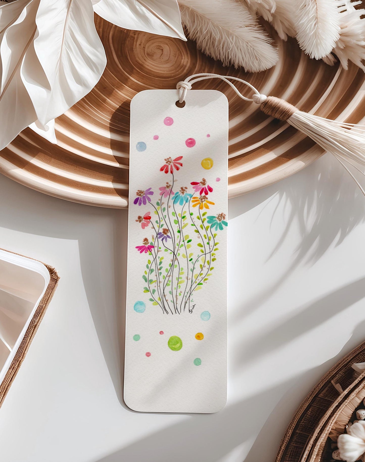 Watercolor Flower Pot Bookmarks | Floral Handmade Art Plant Lover Gift Set of 3