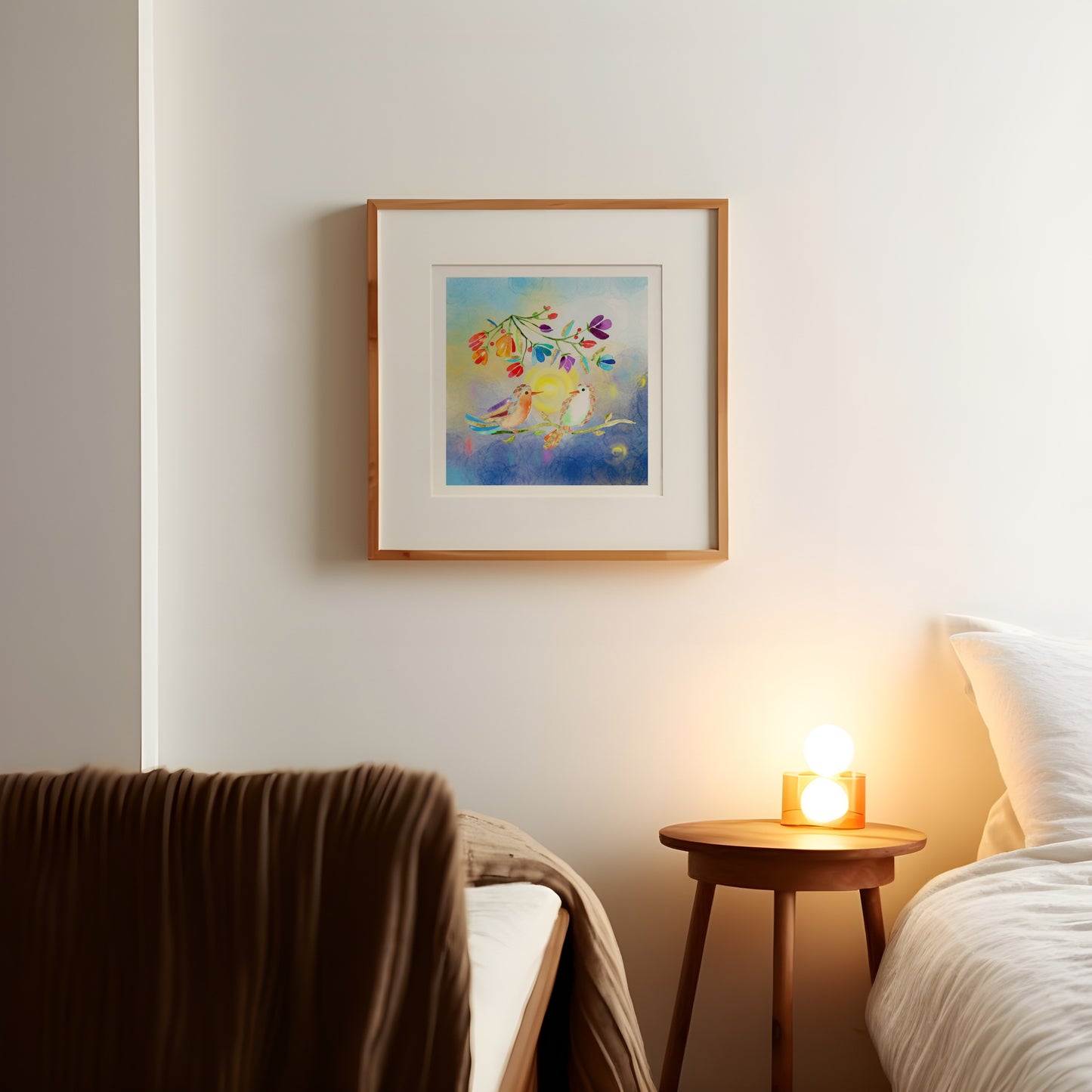 The harmony Collection - Set of 4 Golden Birds Frequency Art Prints