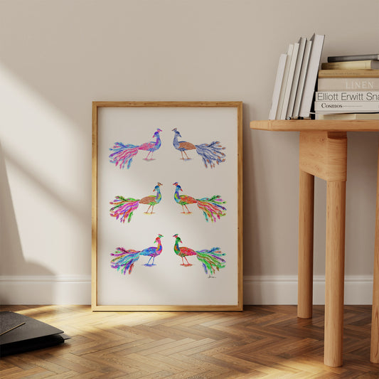 The Peacock Palette | Colorful Bird Art Print  | Joyful Bird Art