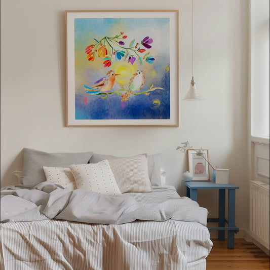 The Healing Collection - Set of 4 Golden Birds Frequency Art Prints