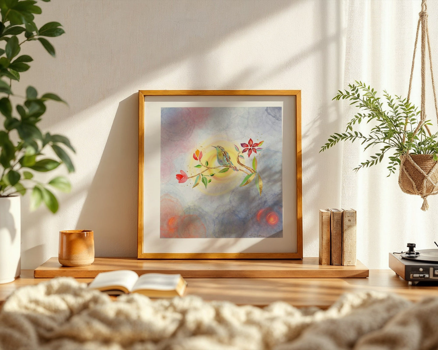 The Healing Collection - Set of 4 Golden Birds Frequency Art Prints