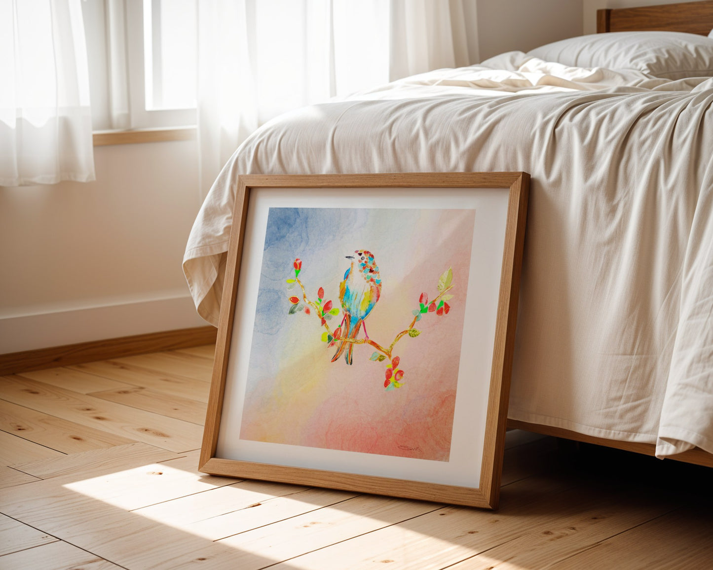 The harmony  Collection - Set of 4 Golden Birds Frequency Art Prints