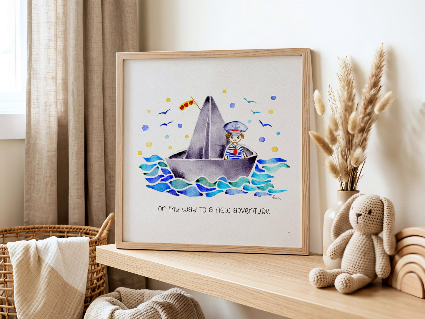 Set of 6 Nautical Nursery Watercolor  Boys Prints - "Sea of Empowerment" Collection.