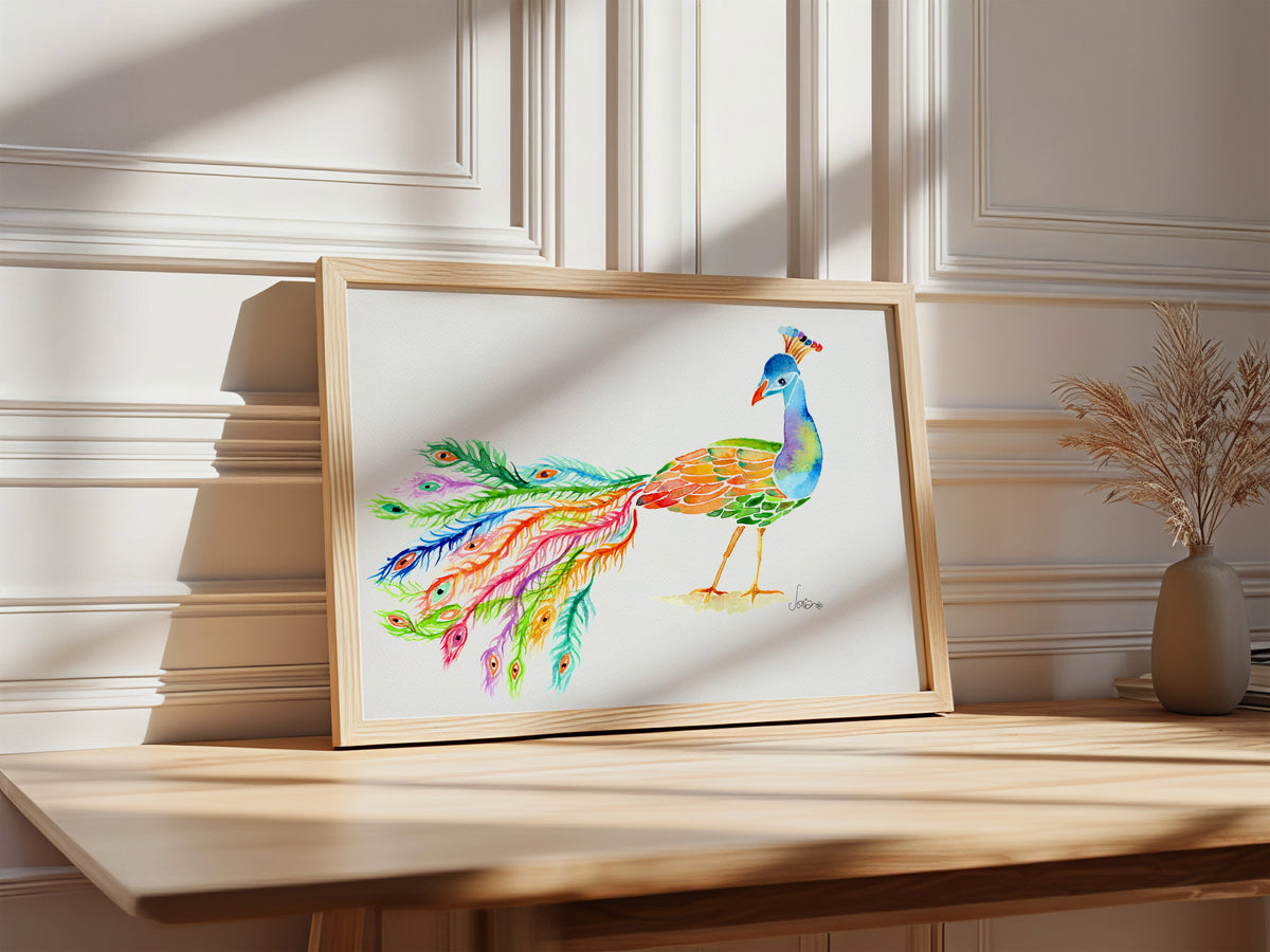 Majestic Peacock | Loose Watercolor Art Print |  Handmade Art