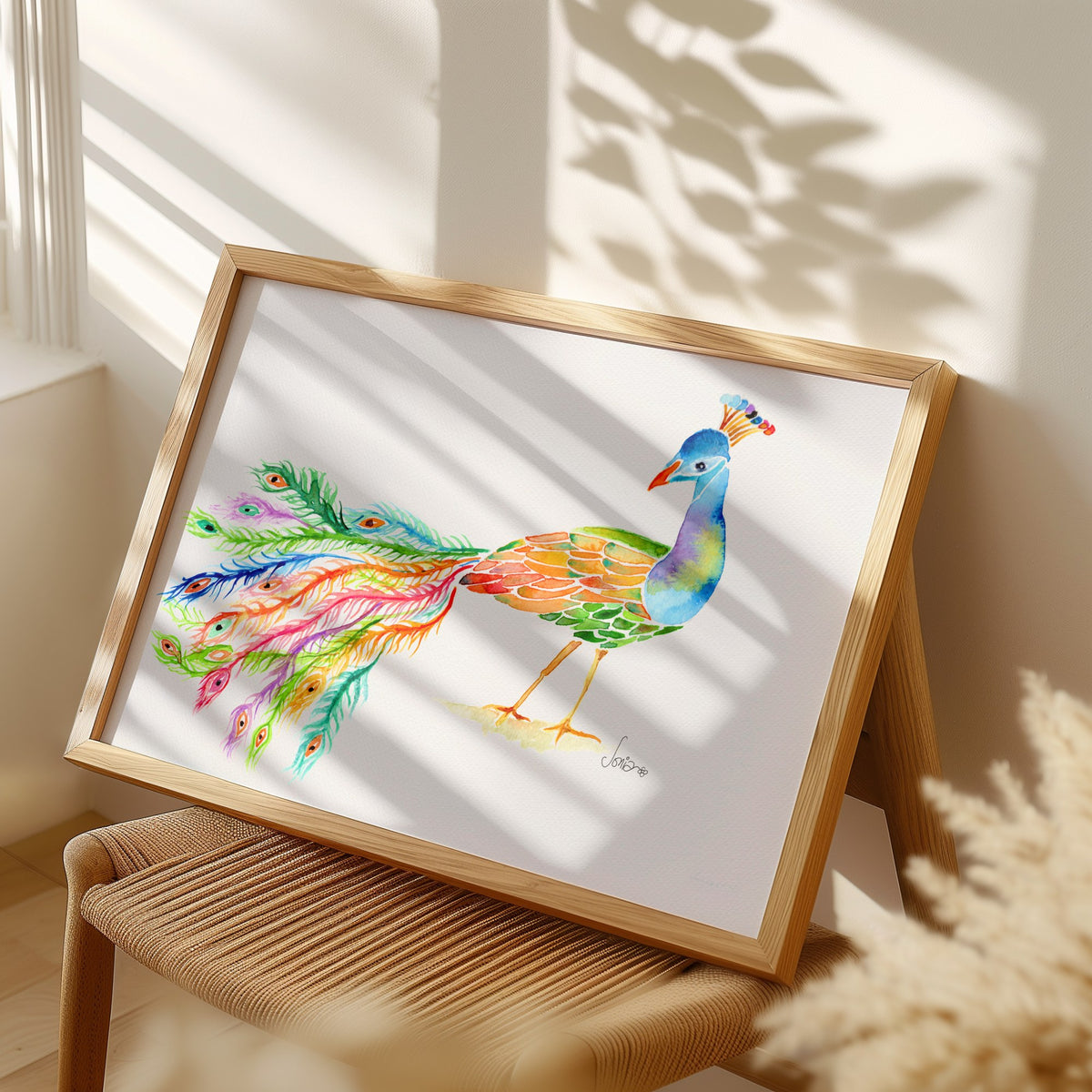 Majestic Peacock | Loose Watercolor Art Print |  Handmade Art