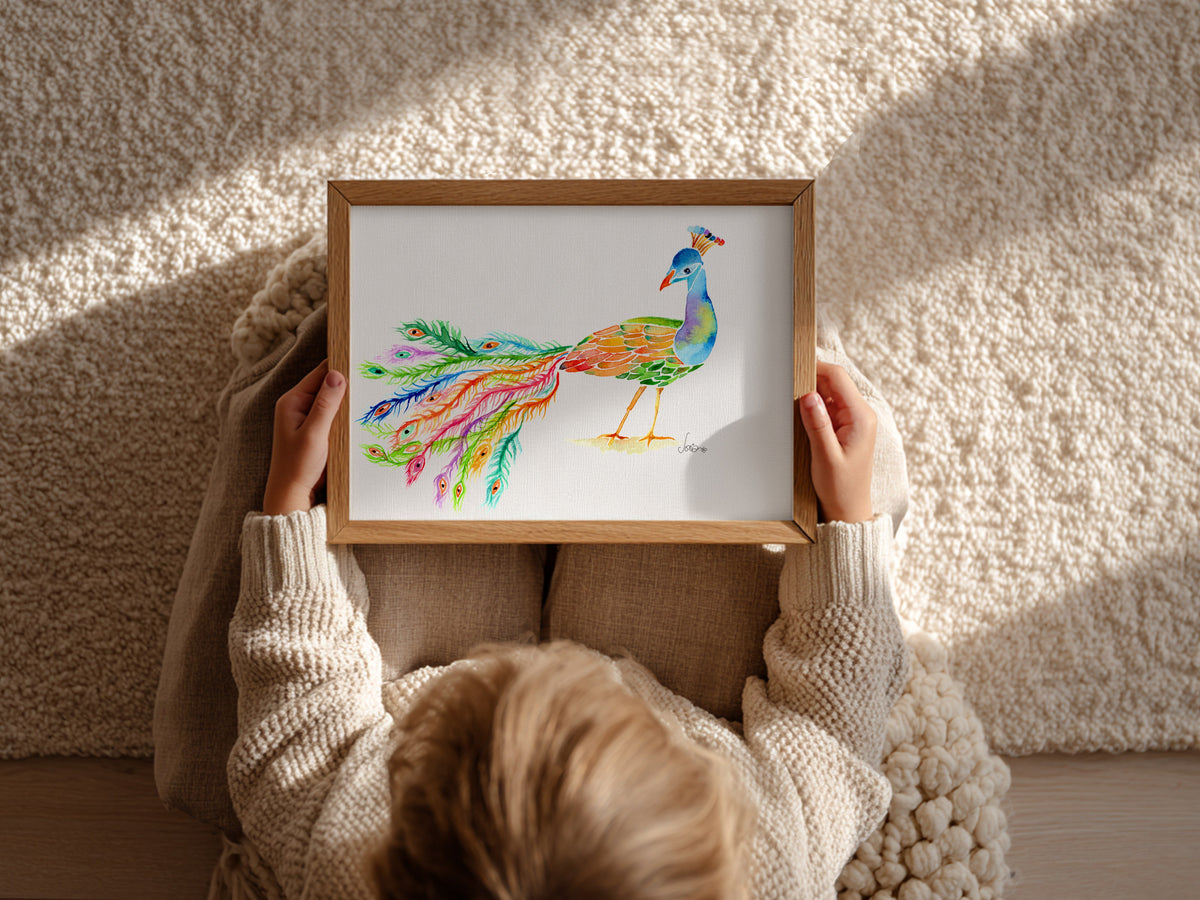 Majestic Peacock | Loose Watercolor Art Print |  Handmade Art