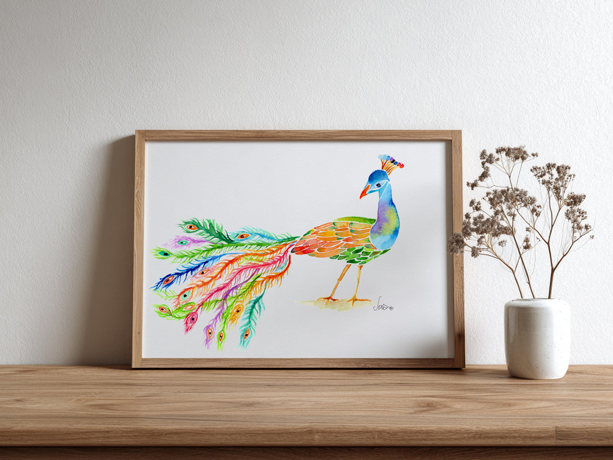 Majestic Peacock | Loose Watercolor Art Print |  Handmade Art