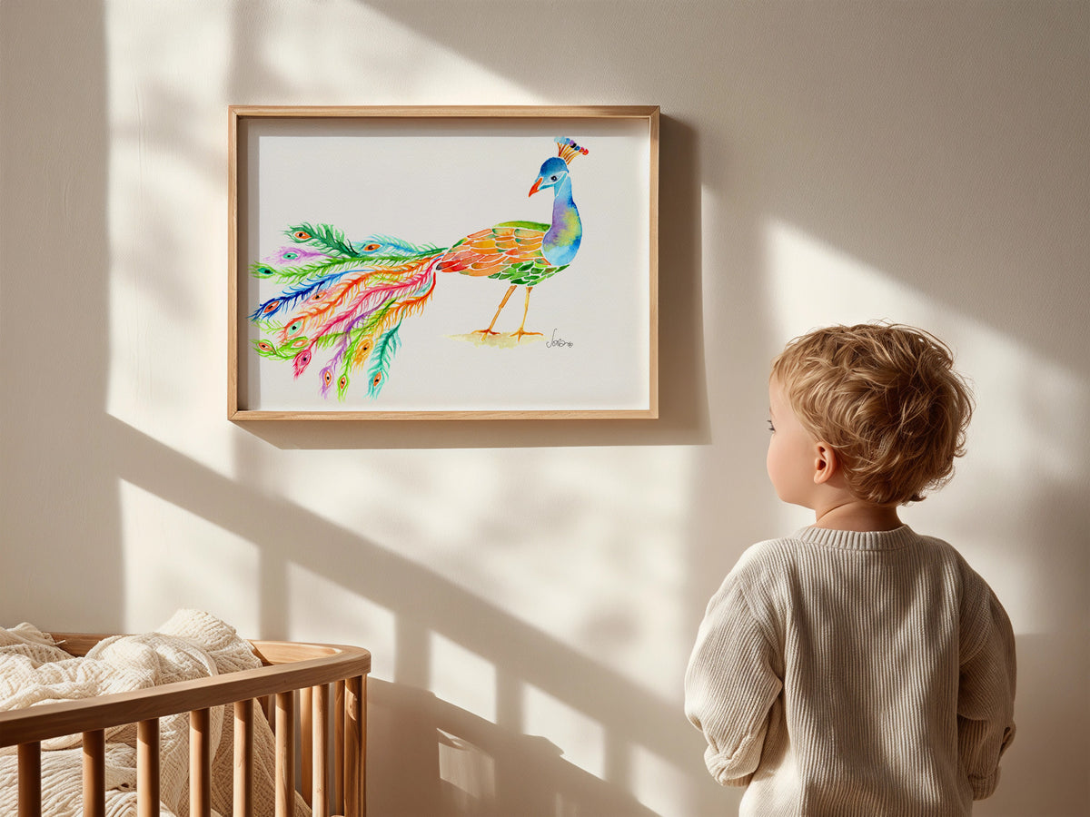 Majestic Peacock | Loose Watercolor Art Print |  Handmade Art