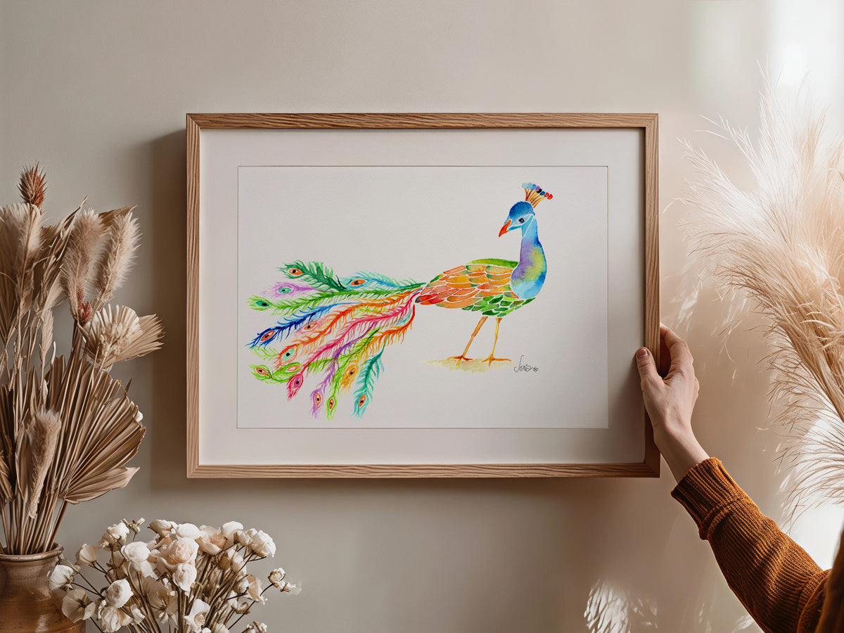 Majestic Peacock | Loose Watercolor Art Print |  Handmade Art