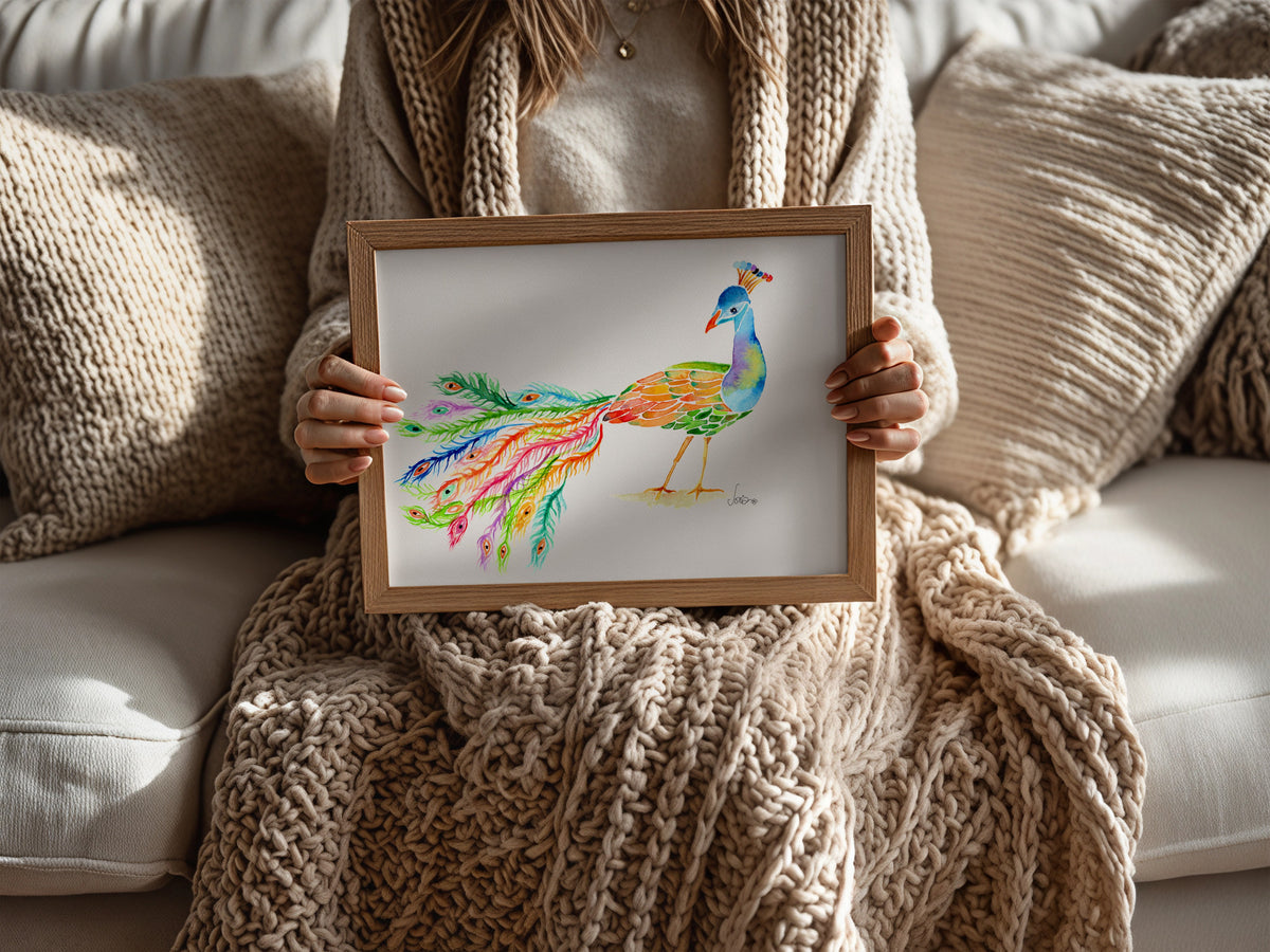 Majestic Peacock | Loose Watercolor Art Print |  Handmade Art