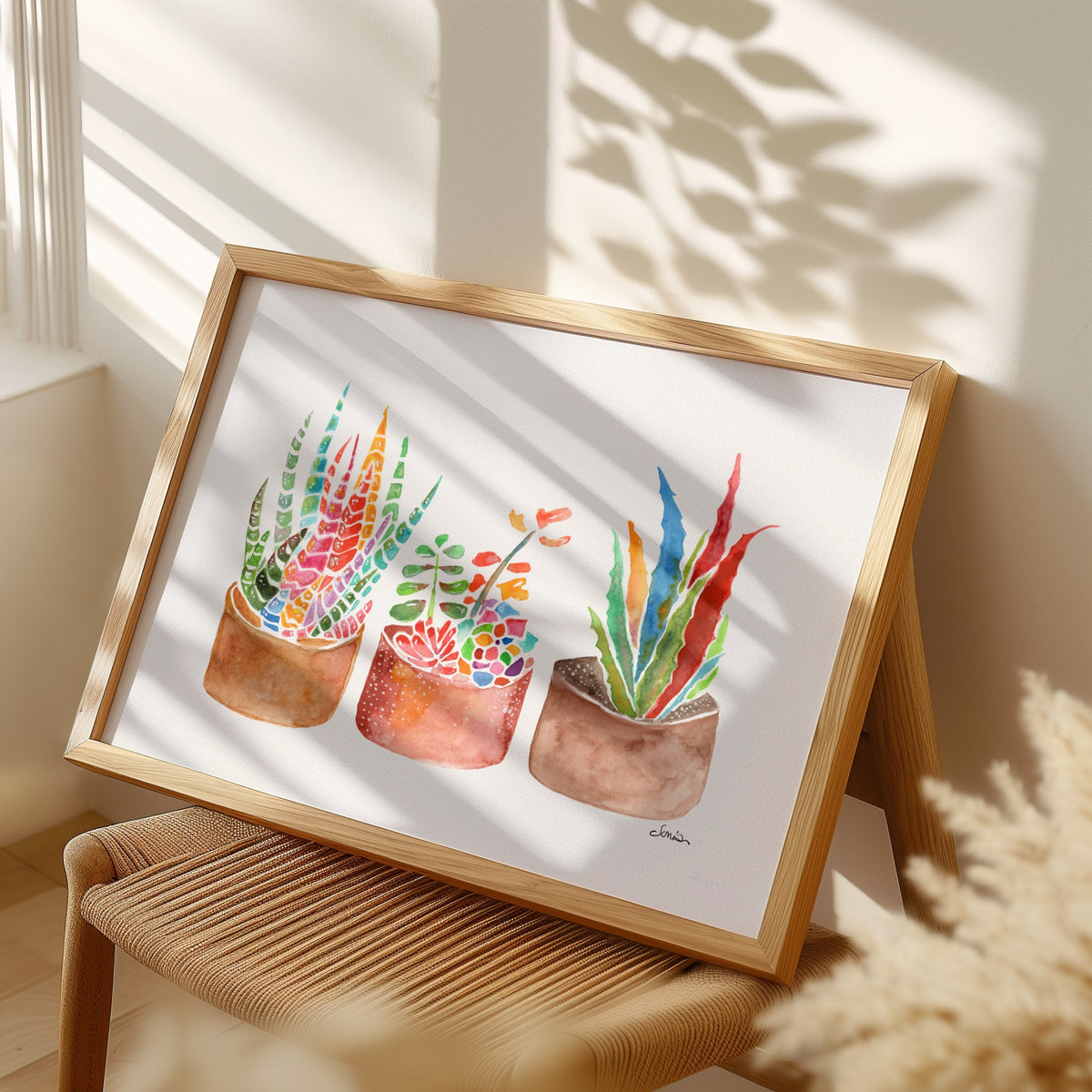 Rainbow Succulents & Cactus Watercolor Print | Cheerful Botanical Wall Art from Original Painting