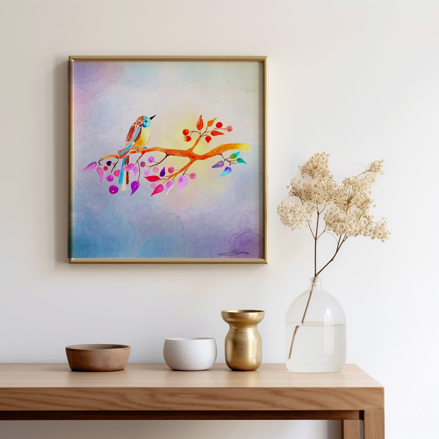 The Abundance Collection - Set of 4 Golden Birds Frequency Art Prints