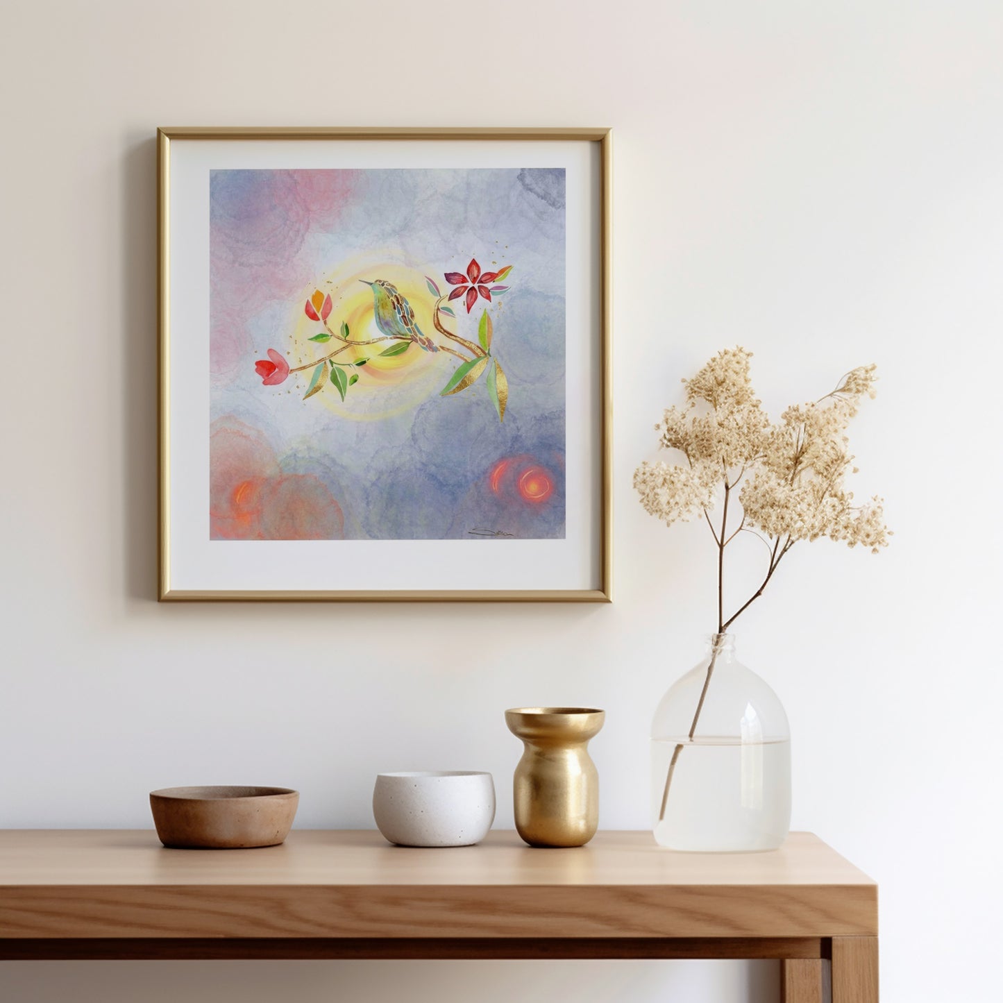 The Abundance Collection - Set of 4 Golden Birds Frequency Art Prints