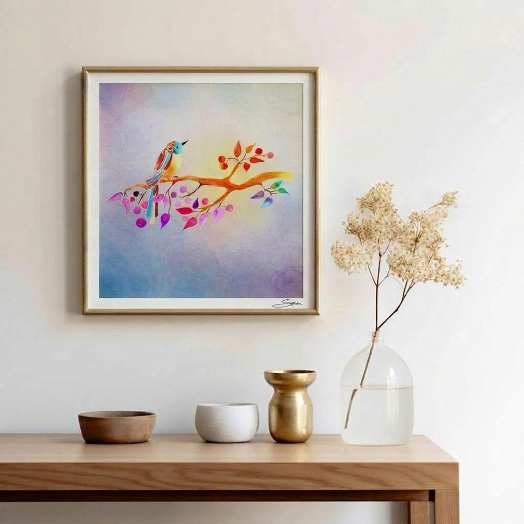 The harmony  Collection - Set of 4 Golden Birds Frequency Art Prints