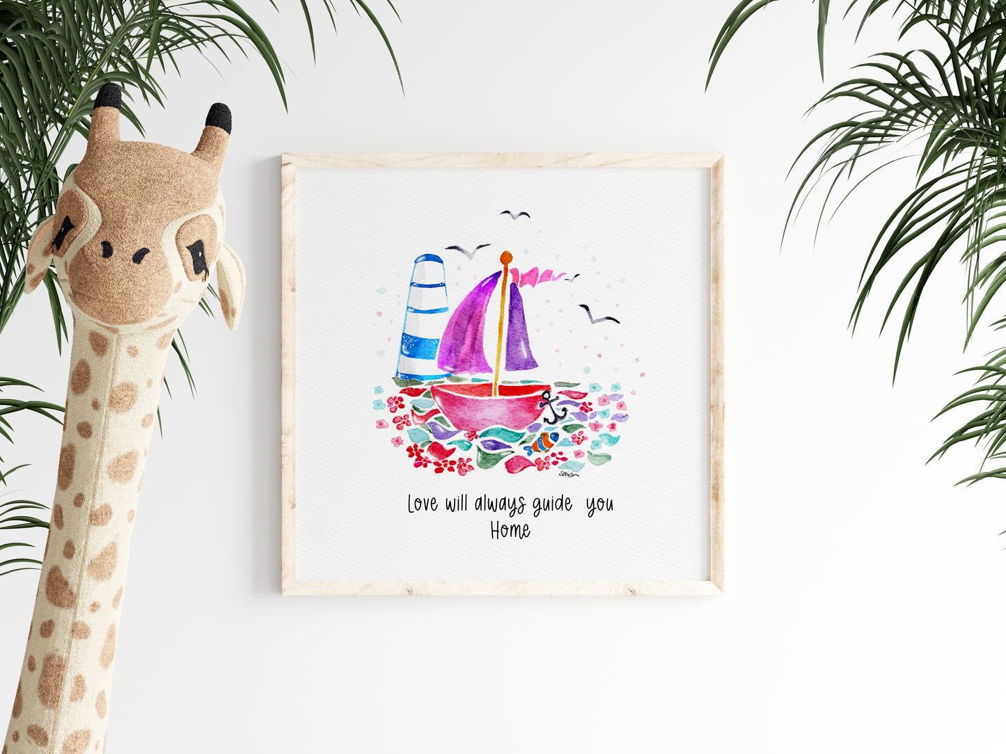 Set of 6 Nautical Nursery Watercolor  Girl Prints - "Sea of Empowerment" Collection.
