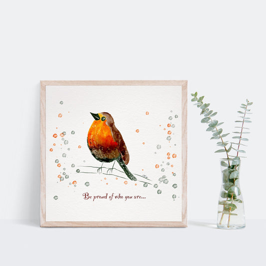 Hand-Drawn Red Bird Art Print Affirmation |  Nursery Wall Art |  Digital Print