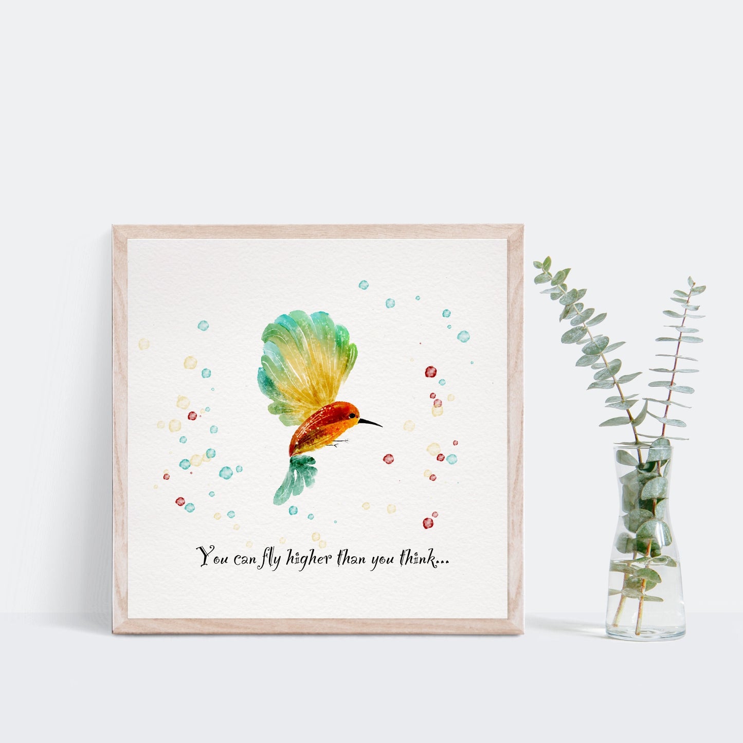 Hand Drawn  Bird Art Print | Uplifting Quote for Nursery | Digital Download Gift
