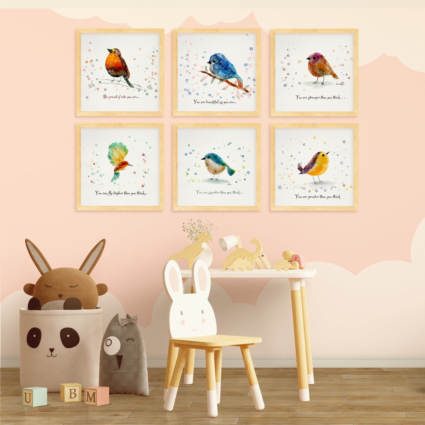 Hand-Drawn Robin Art Print | Affirmation Digital Illustration | Nursery Wall Art