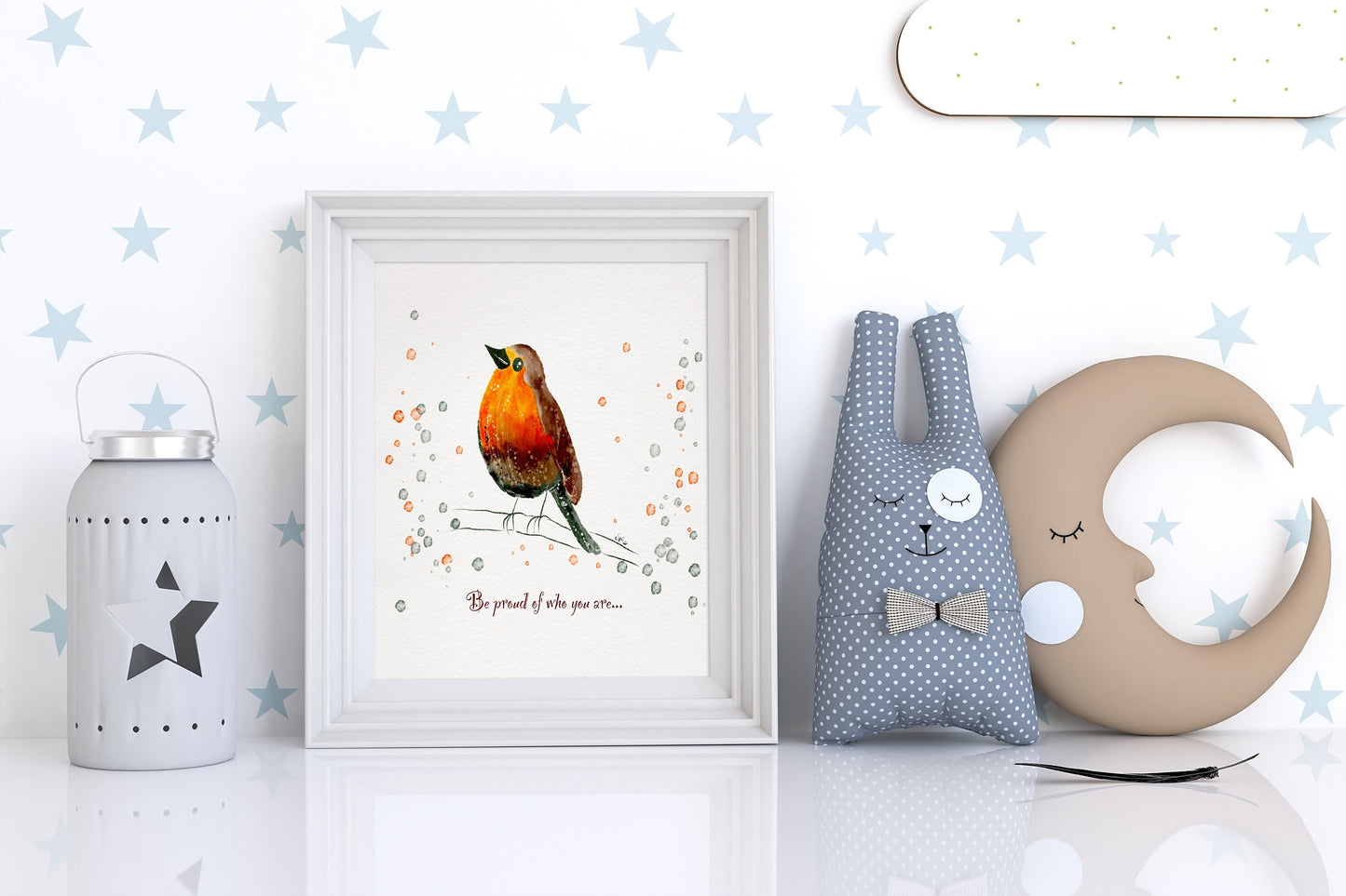 Hand-Drawn Red Bird Art Print Affirmation |  Nursery Wall Art |  Digital Print