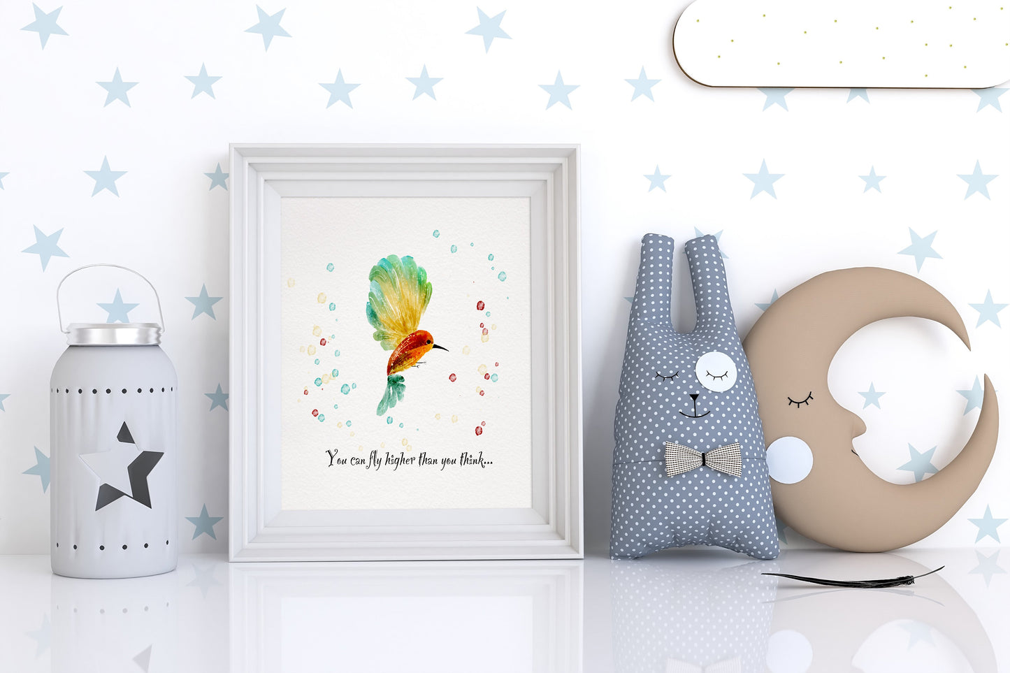 Hand Drawn  Bird Art Print | Uplifting Quote for Nursery | Digital Download Gift