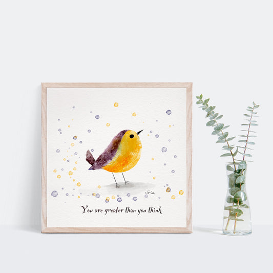 Hand-Drawn Yellow Bird Art Print | Joyful Nursery Downloadable Illustration