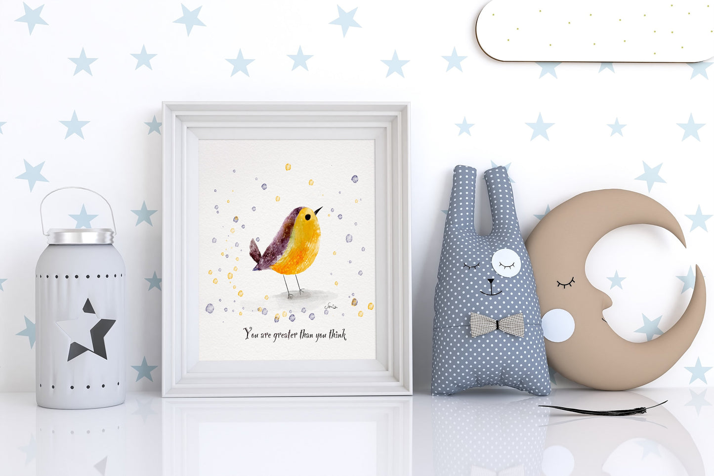 Hand-Drawn Yellow Bird Art Print | Joyful Nursery Downloadable Illustration