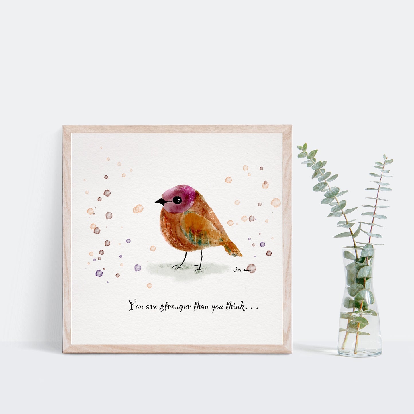Hand-Drawn Robin Art Print | Affirmation Digital Illustration | Nursery Wall Art