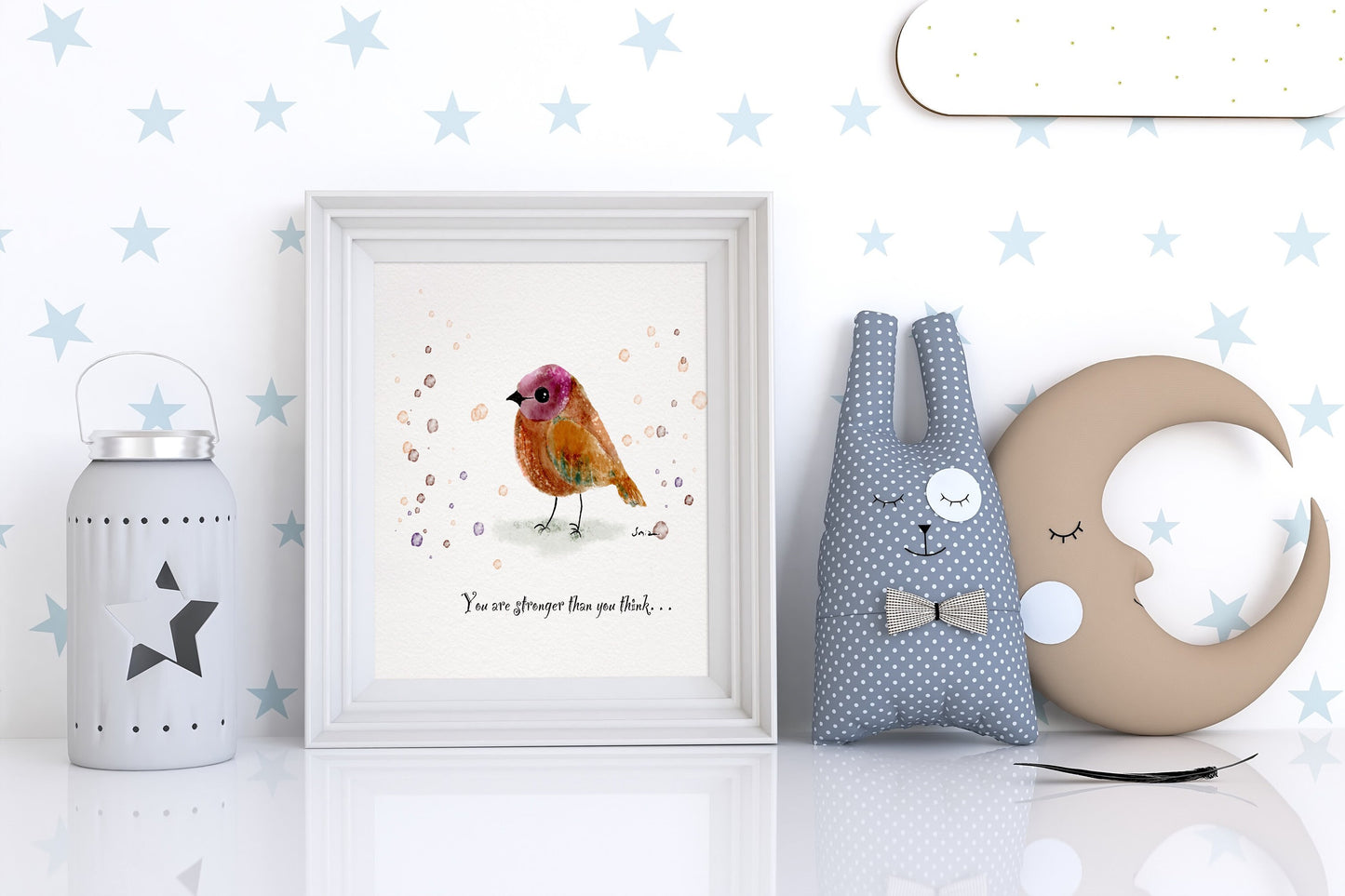 Hand-Drawn Robin Art Print | Affirmation Digital Illustration | Nursery Wall Art