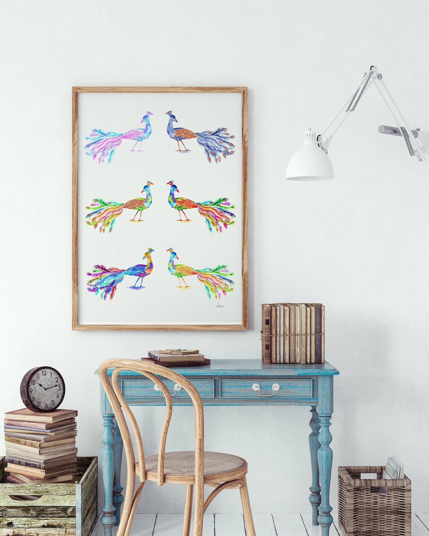 The Peacock Palette | Colorful Bird Art Print  | Joyful Bird Art