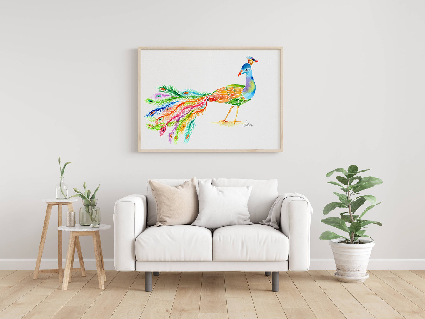 Majestic Peacock | Loose Watercolor Art Print |  Handmade Art