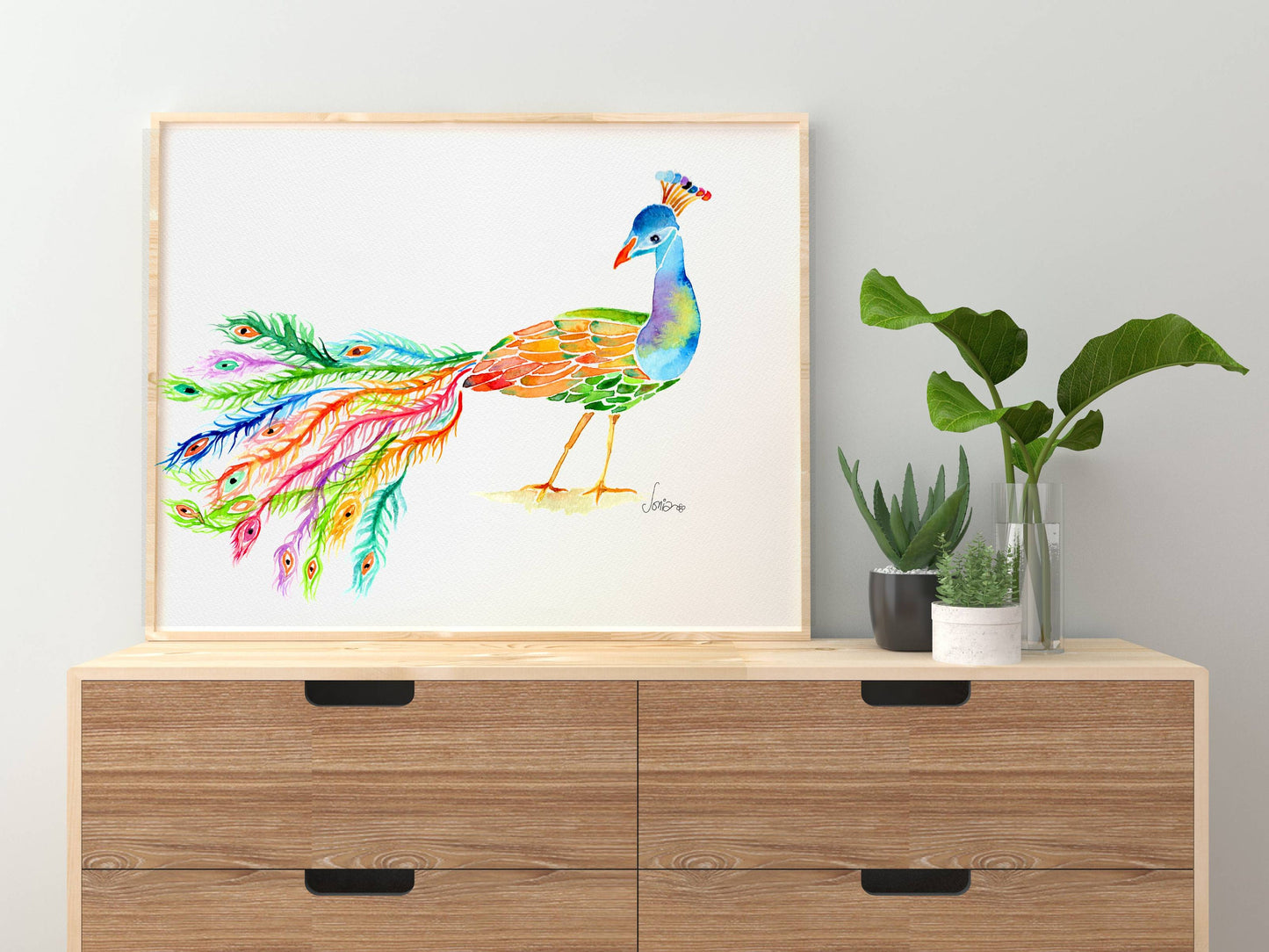 Majestic Peacock | Loose Watercolor Art Print |  Handmade Art