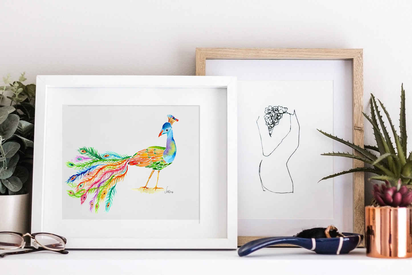 Majestic Peacock | Loose Watercolor Art Print |  Handmade Art