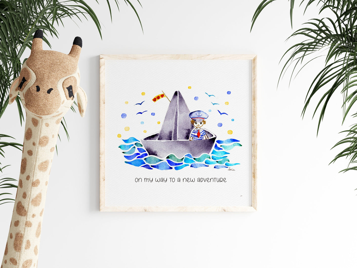 Little Sailor Boat Watercolor Print | Empowering Quote | Nautical Kid Wall Art