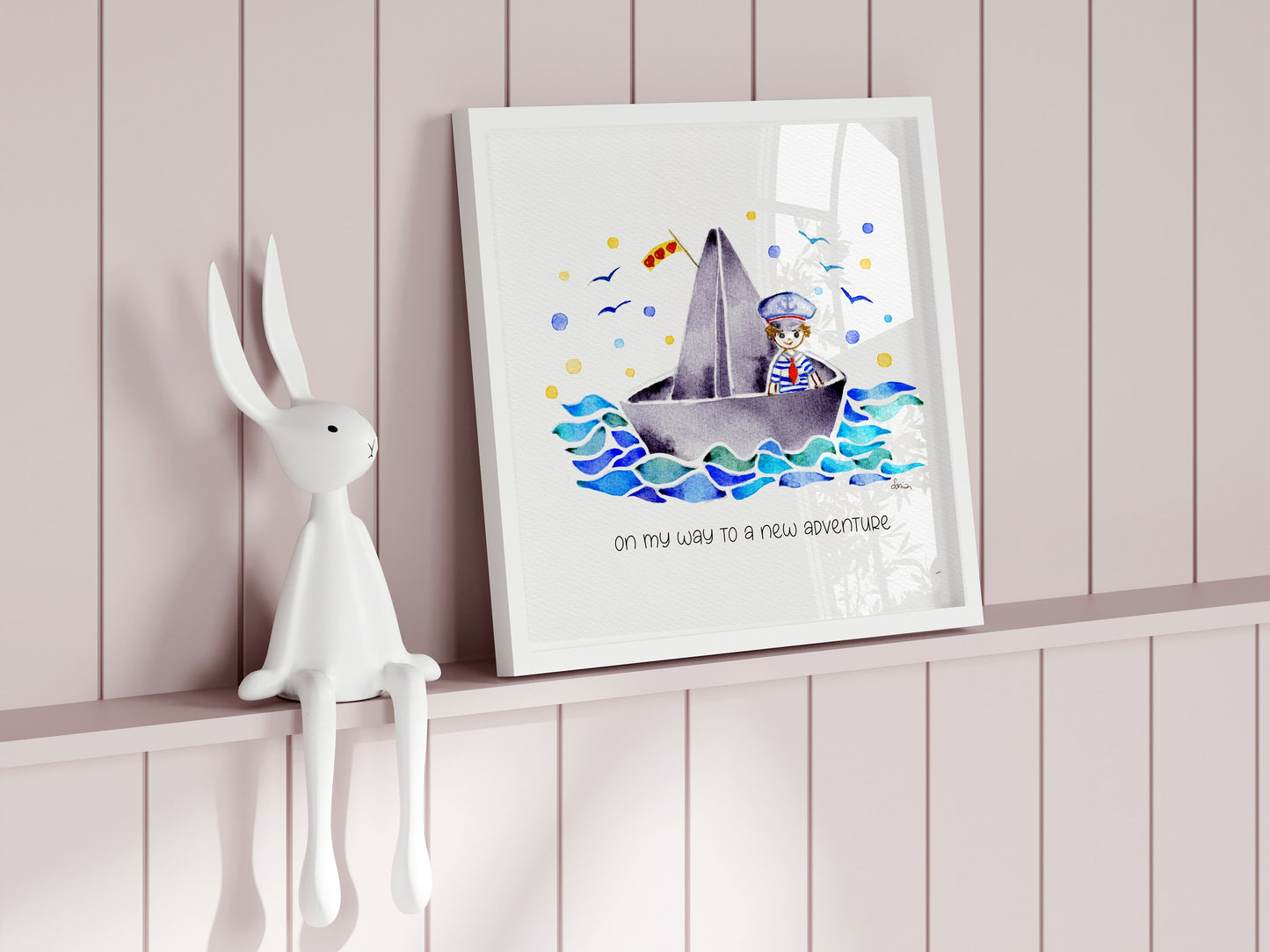 Little Sailor Boat Watercolor Print | Empowering Quote | Nautical Kid Wall Art
