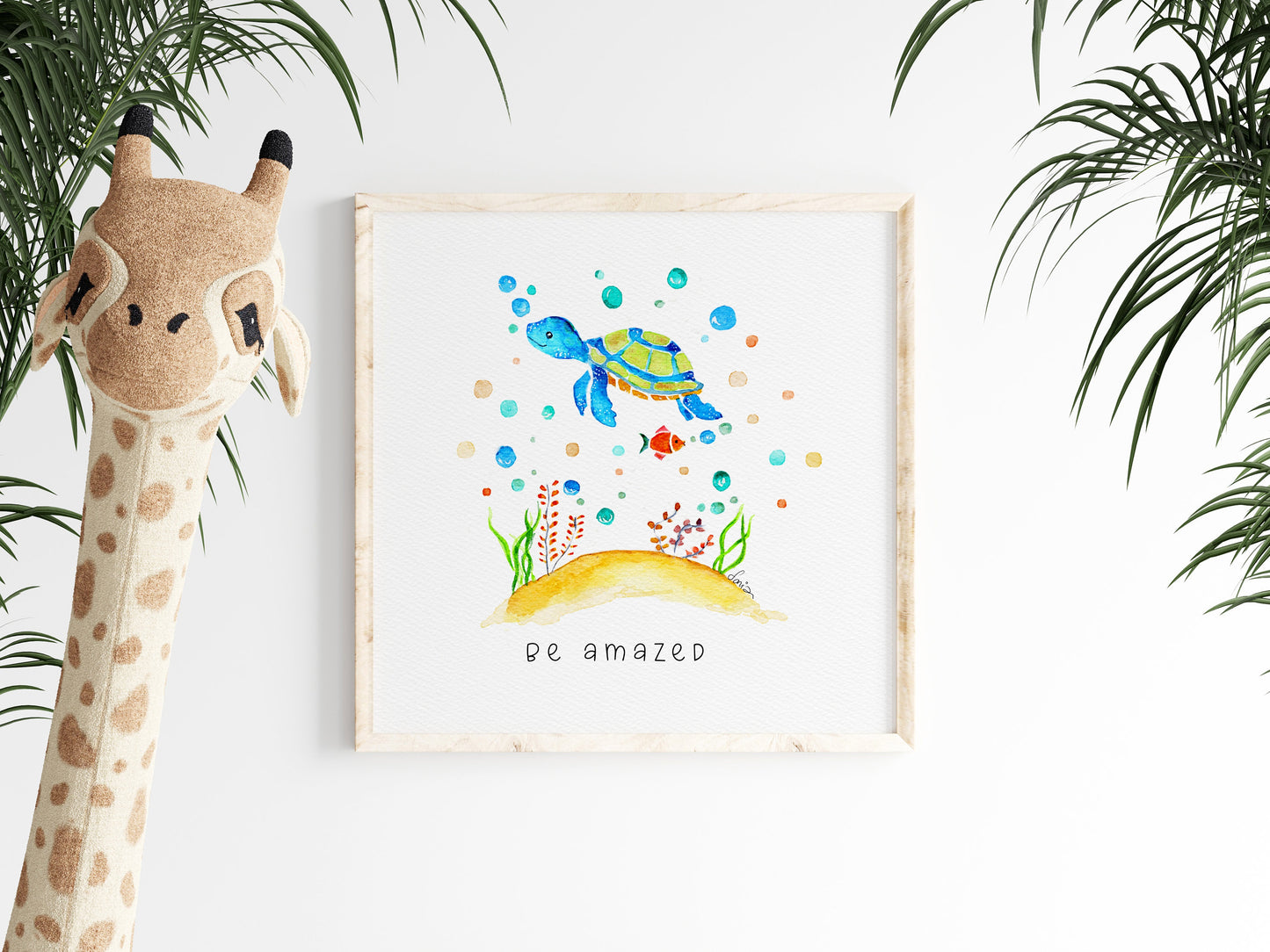 Sea Turtle Nursery Art  | Nautical Watercolor Print | Boy's Room Decor
