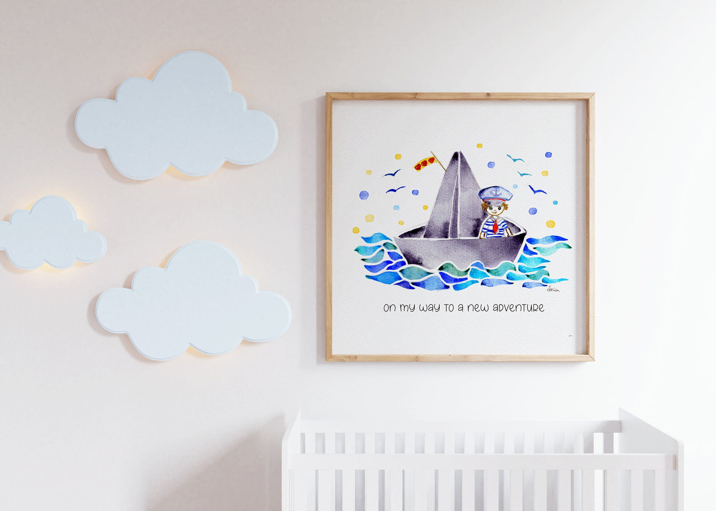 Little Sailor Boat Watercolor Print | Empowering Quote | Nautical Kid Wall Art