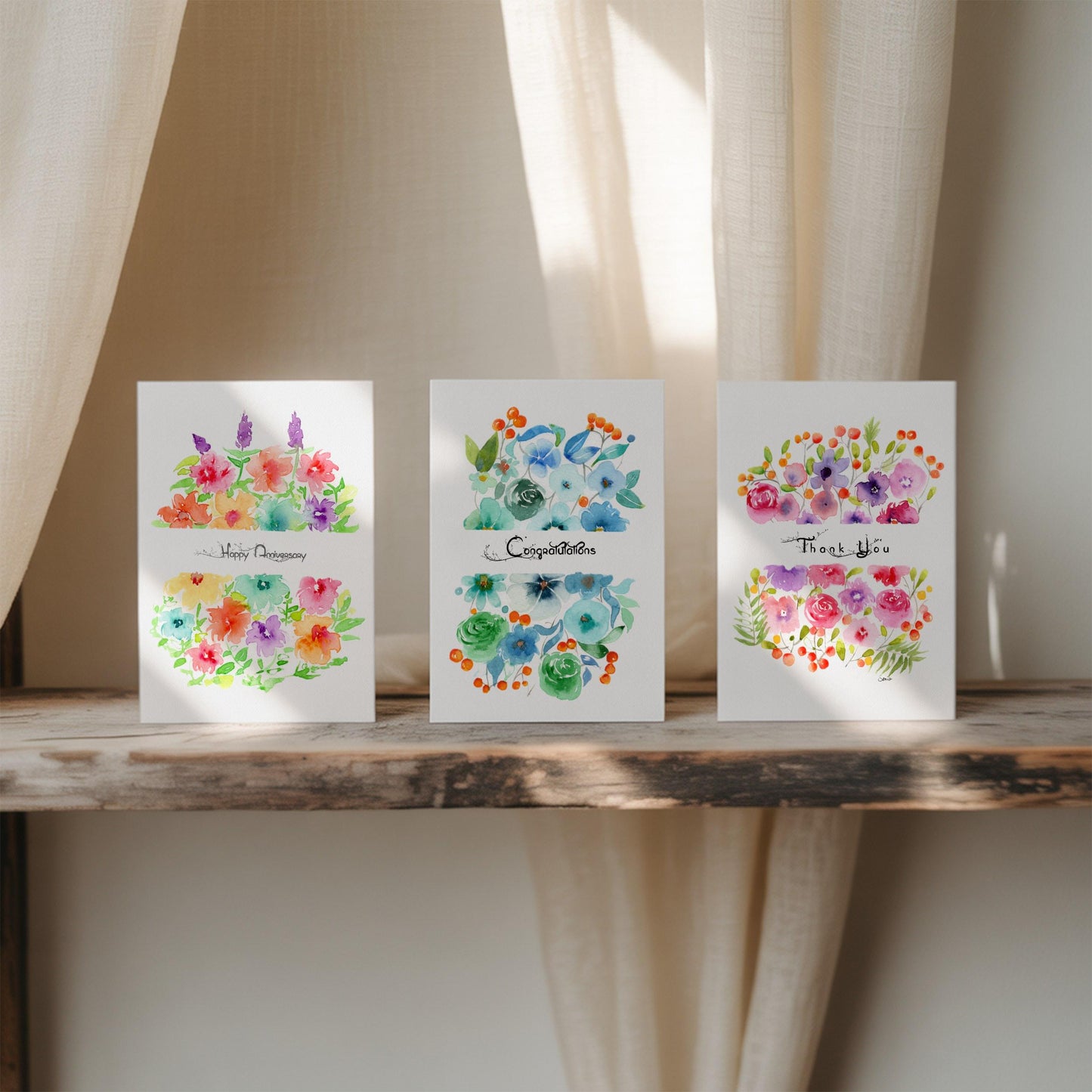 Purple Yellow Wildflower Handmade Watercolor Notecard| Floral Greeting Card