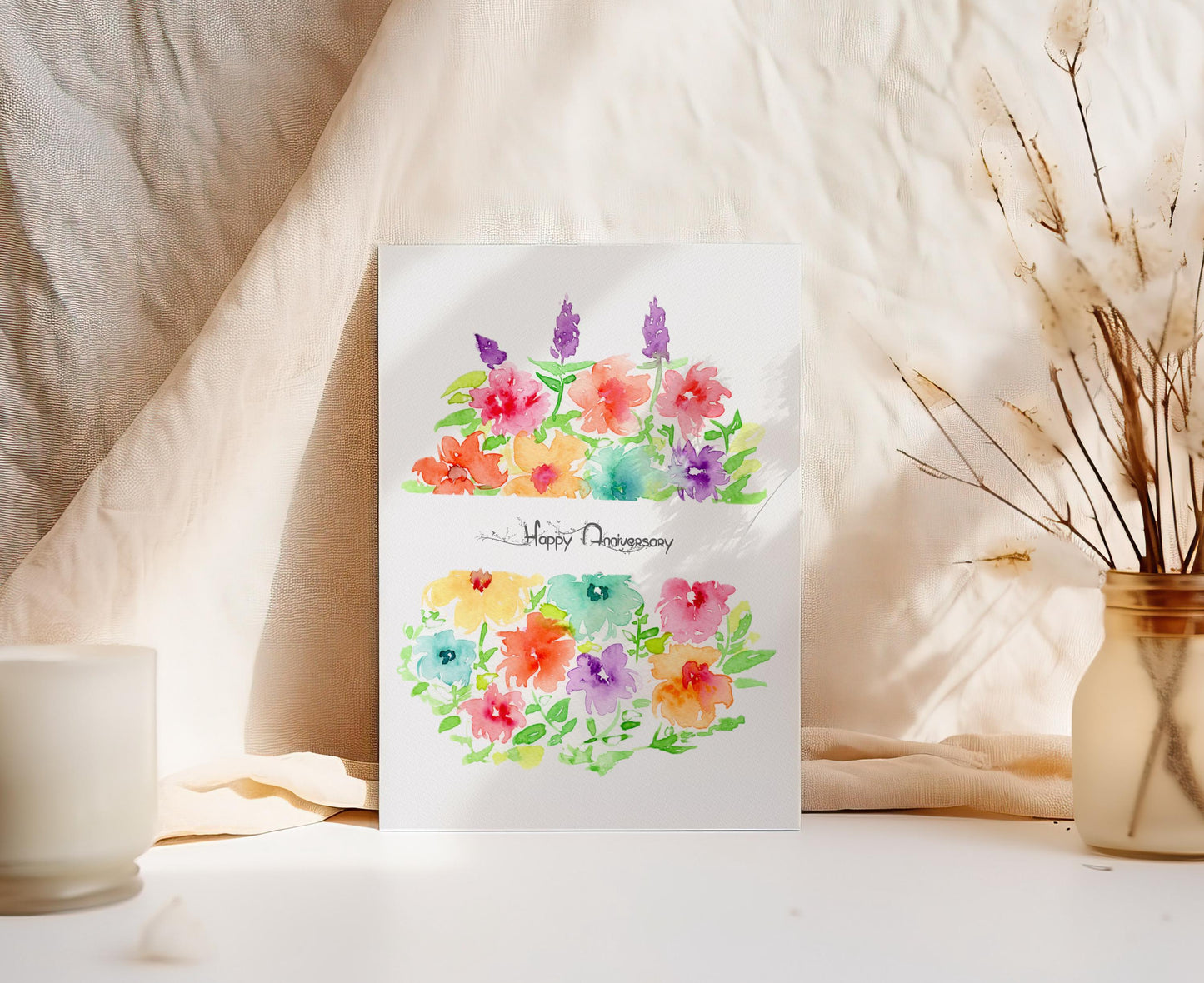Purple Yellow Wildflower Handmade Watercolor Notecard| Floral Greeting Card