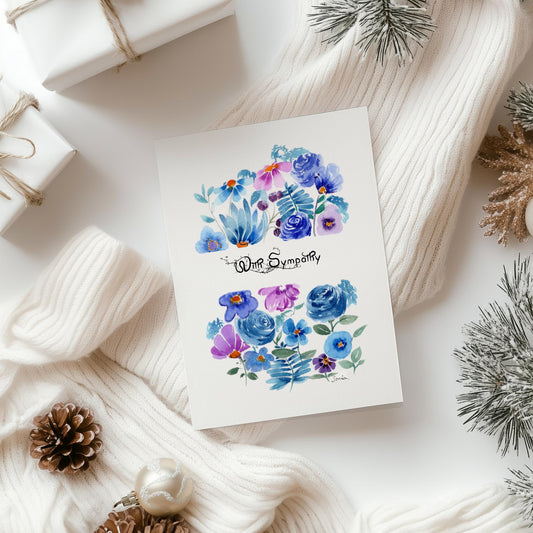 Deep Blue Floral Watercolor Notecard | Handmade Botanical Card | Indigo Flower