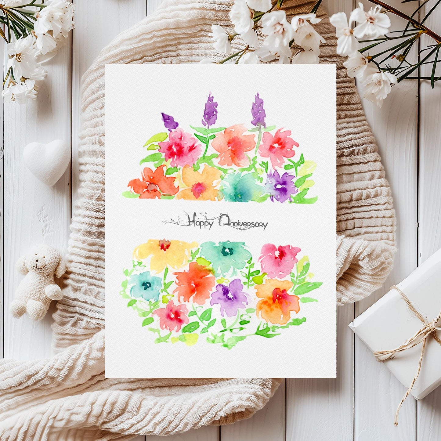 Purple Yellow Wildflower Handmade Watercolor Notecard| Floral Greeting Card