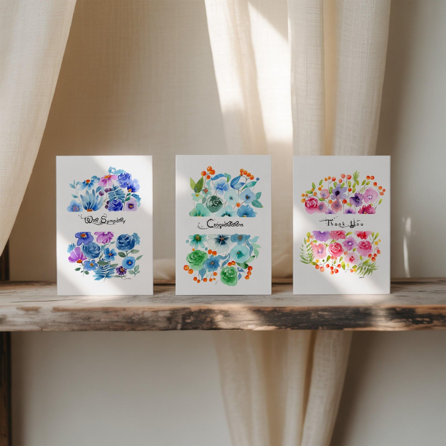 Deep Blue Floral Watercolor Notecard | Handmade Botanical Card | Indigo Flower